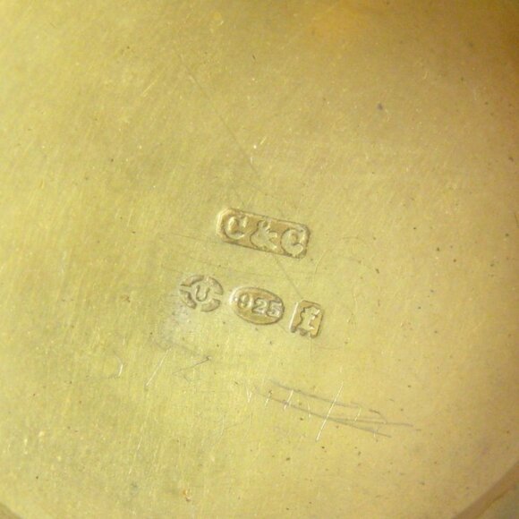 Continental Antique Enamel Sterling Silver Locket Pendant 1920s Guilloche 925 - Picture 7 of 8